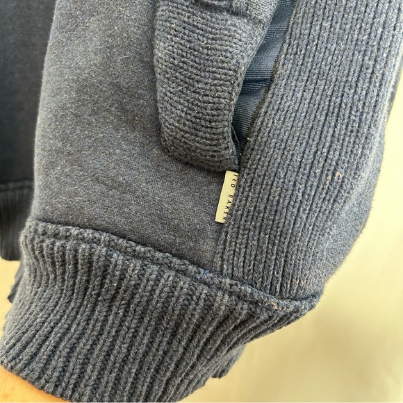 Ted Baker blue button and zipper up cardigan fleece lined - Picture 2 of 8